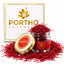 representing a jar full of authentic saffron from kashmir , a glass jar , and some threads spread on the bottom of saffron jar , and packaging of saffron jar