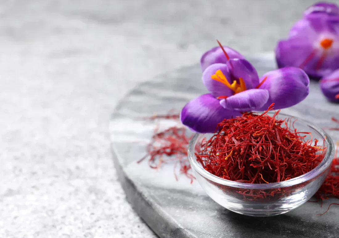 saffron in a glass bowl representing the legacy of historical saffron 
