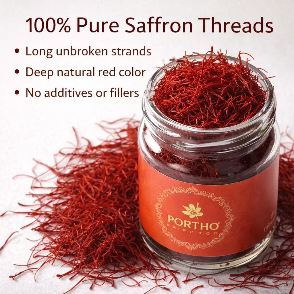 pure saffron threads in a jar long threads